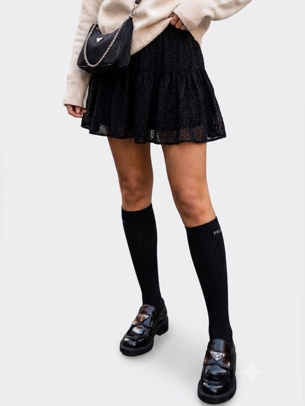 The Kooples Black Tiered Mini Skirt